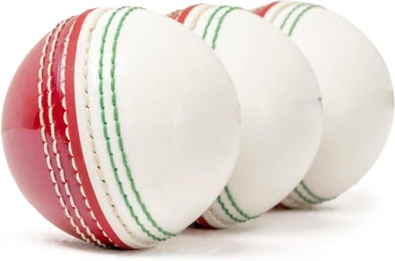Cricketbal Oefenwedstrijd - Cricket bal - Cricket Training - Handgestikte Naad - 3 stuks - Rood en Wit