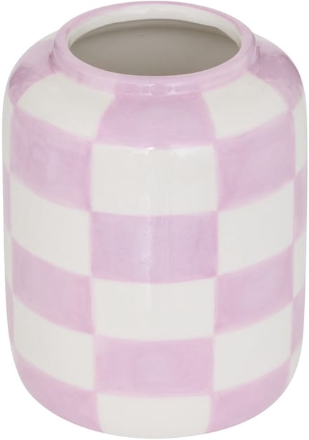 Atmosphera Poolside Keramieken Vaas Geruit - Ø11xH14cm - Lila