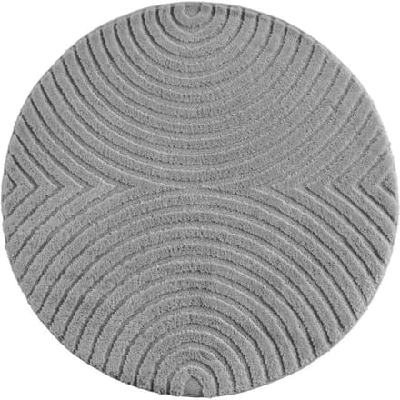 Art Vloerkleed Rond – Japandi – Boogpatroon – Modern & Laagpolig – Grijs