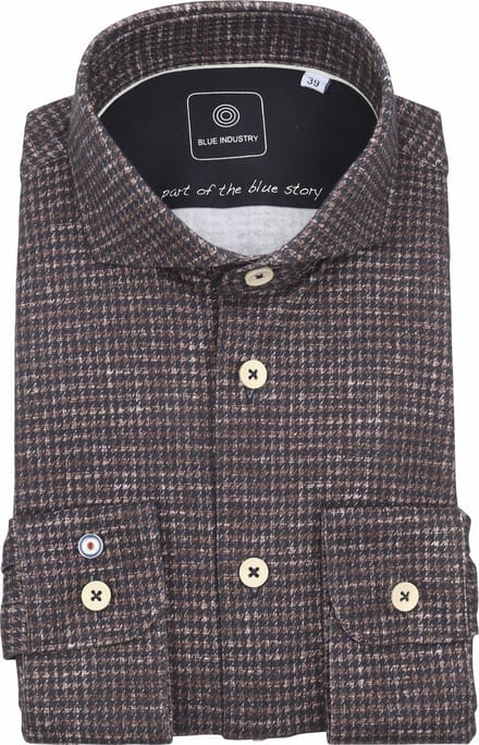 Blue Industry Overhemd Print Bruin - Maat 39 - Heren - Overhemden Casual
