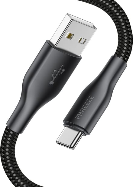 Usb naar usb C kabel - Stevige oplaadkabel usb C - 1 meter - Oplader usb naar usb C - Zwart - Phreeze