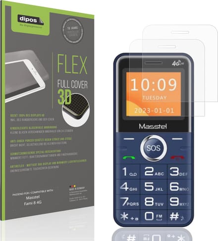 dipos FLEX – 2x Matte Screenprotector geschikt voor Masstel Fami 8 4G | Volledige Schermbescherming | Case-Friendly