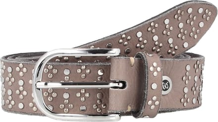 b.belt Leren Riem Tini Silver Leather Belt W100 Taupe Grijs