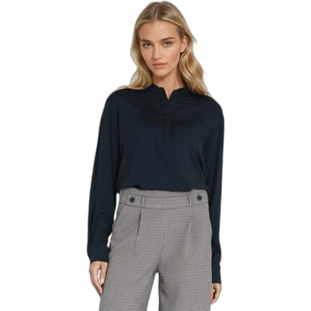 Vrouwen polo blouse van viscose met hoge kraag Nife