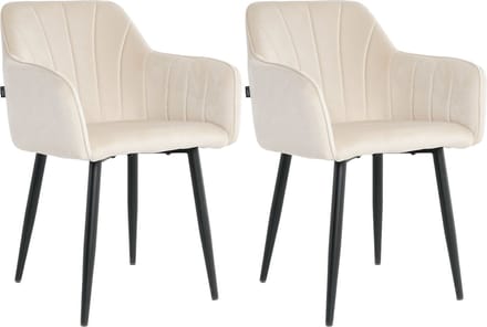 Lina® Rio Eetkamerstoelen - Creme - Set van 2 - Velvet