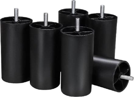 POTENSET - ROND 12 cm hoog -6 Stuks -  Kunststof - zwart - Boxspring - M8