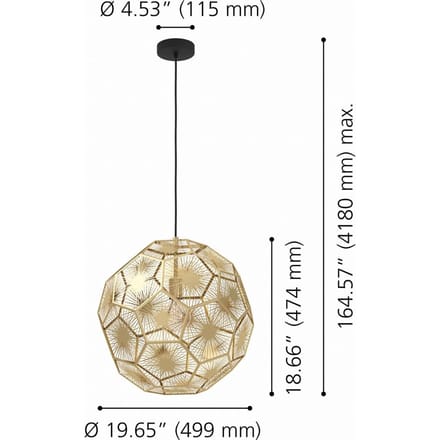 Stars of Light hanglamp Skoura, messing Ø 50 cm metaal