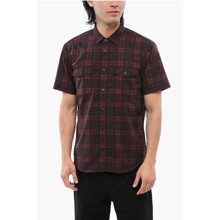 Geruit MESH-overhemd met korte mouwen in rood