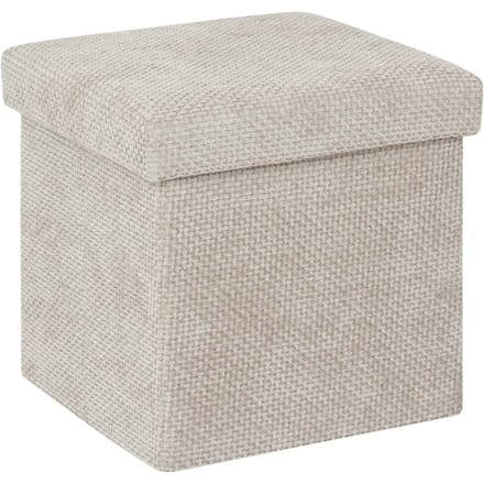 Eazy Living Chenille Poef + Opbergbox Nohan Beige
