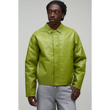 Boxy Fit Panelen Pu Harrington Jas | Green | Size XS