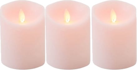 3x Roze LED kaars / stompkaars 10 cm - Luxe kaarsen op batterijen met bewegende vlam
