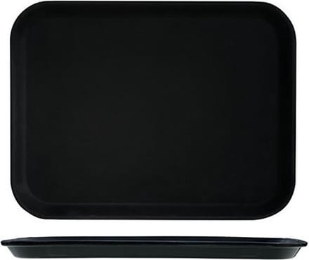 Dienblad - 8x - zwart - kunststof - 30x41 cm - antislip - serveerblad - horeca