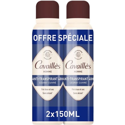 Rogé Cavaillès Absorb+ 48H Homme Anti-transpirant Spray 2 x 150 ml