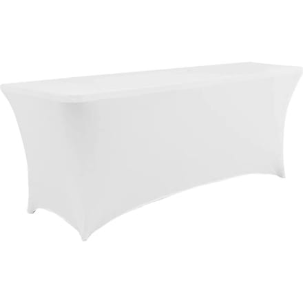 Housse de Table Extensible Spandex Noir/Blanc 4/6FT Lavable Cuisine Nappe Universelle Adaptée pour Événement Banquet Mariage Cocktail 4FT 1pcs blanc