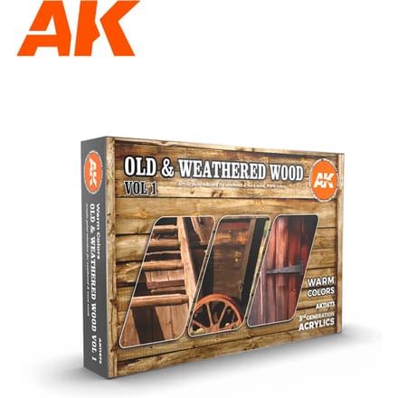 AK Interactive AK11673 Old & Weathered Wood Vol. 1 – 6 x 17 ml 3rd Generation Acrylverf Set