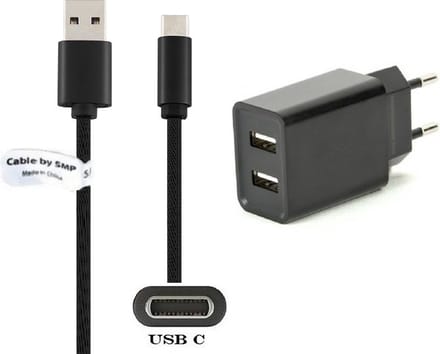 OneOne 2.1A lader met 2 poorten + 1,5m standaard USB C kabel. Oplader adapter past op Canon EOS R6, EOS R10, EOS R50, EOS R6 Mark II, EOS R7, EOS R8, EOS Ra, EOS RP