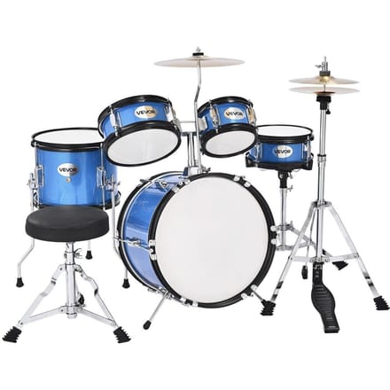 Kinder Drumstel 5-delig Junior Muzikaal Drumstel met 14 inch Bassdrum (Blauw)