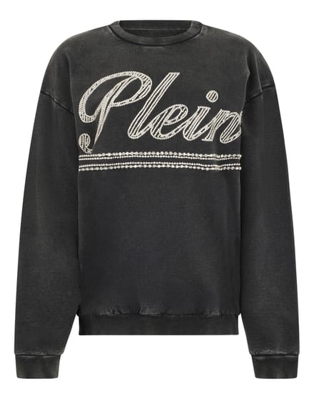 Washed Open Back Sweatshirt Strass Signature