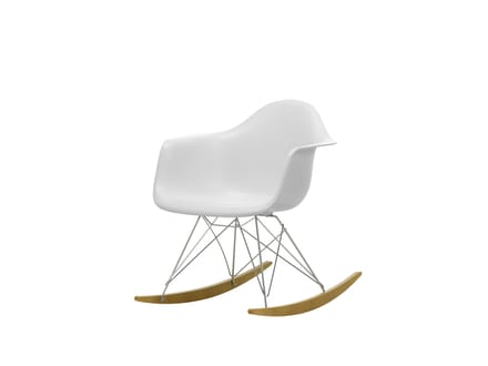 Vitra RAR Eames Plastic Armchair - katoen wit RE - wit - sleden esdoorn goudkleurig