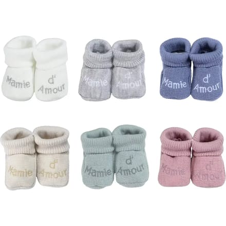 Geborduurde babyschoentjes Trois Kilos Sept Mamie D'amour (x6)