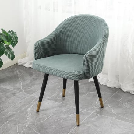 Housse de chaise moderne simple incurvée avec accoudoirs complets élastique pour table à manger dossier entièrement enveloppé housse de tabouret intégrée housse de chaise 36CM gray