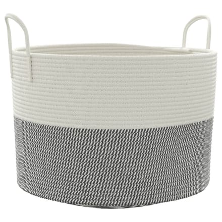 vidaXL - Opbergmand - Ø - 51x33 - cm - katoen - grijs - en - wit