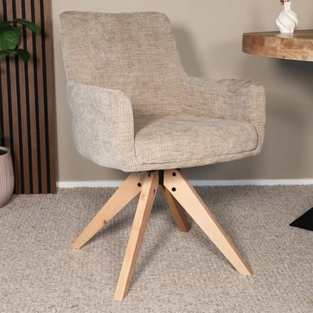 Eetkamerstoel draaibaar Gemma taupe eetstoel draaibare stoel zetel