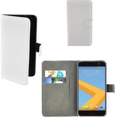 Geschikt voor HTC 10 Smartphone Hoesje Wallet Book Style Case Wit