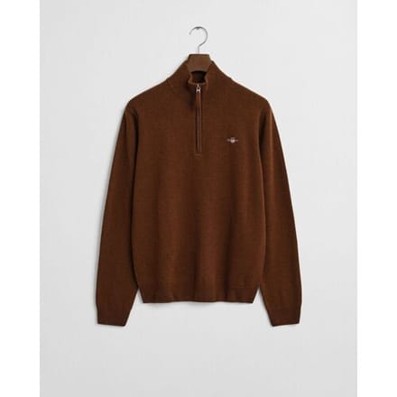 Gant Trui Superfijne Lamswol Half-Zip Mahogany Brown / male