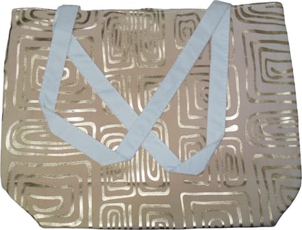 Schoudertas cremekleur met gouden patroon #1