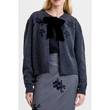 French Connection Irma Front Bow Cardigan Charcoal Grey Black Taglia: S | Giacche corte Outlet | Donna | Nero