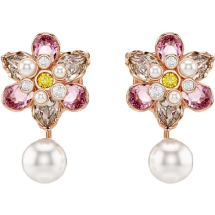 Swarovski Inlay Ontwerp Imitatie Kristal Imitatie Parel Roségoud Oorbellen Unisex Oorbellen Roze 5722100 Box (Random Color) beige