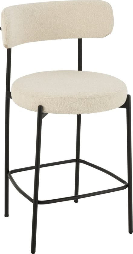 J-Line barstoel Bouclé - multiplex/polyester - wit/zwart