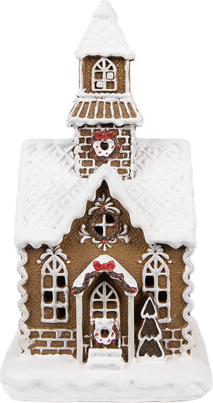 Clayre & Eef Gingerbread house met LED 13x11x25 cm Bruin Kunststof