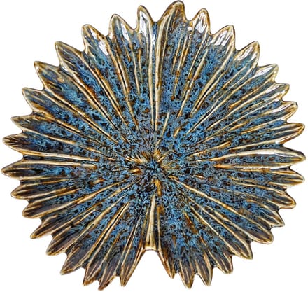 Clayre & Eef Decoratie schaal Bloem Blauw Keramiek