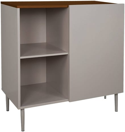 sweeek - Dressoir metaal en houtdecor 4 vakken 1 deur 80cm - ashton