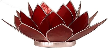 Lotus sfeerlicht rood 1e chakra zilverrand Ø 13.5 cm