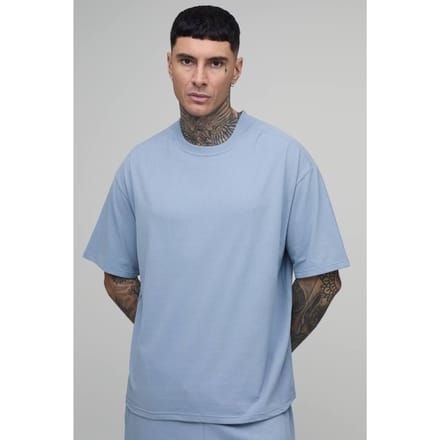 Tall Oversized Super Heavy Soft Touch T-Shirt | Dusty Blue | Size XL