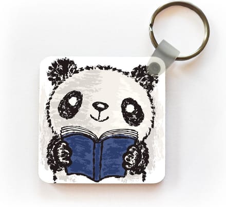 Sleutelhanger - Uitdeelcadeautjes - Boek - Panda - Zwart - Wit - Plastic