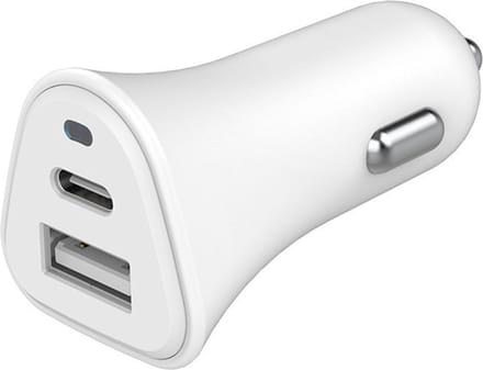 Just Green Dual Car Charger - Recyclebaar - Autolader - USB-C & USB-A - Power Delivery - 37W - Wit