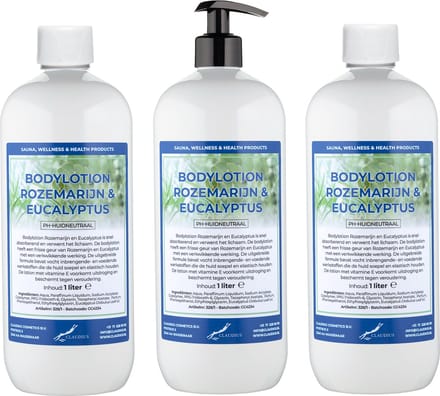 Bodylotion Rozemarijn & Eucalyptus 1 Liter - met gratis pomp - set van 3 stuks