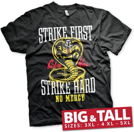 Cobra Kai Strike First Strike Hard No Mercy Big & Tall T-shirt Zwart