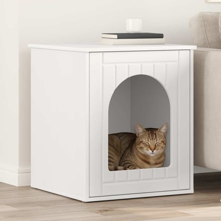 vidaXL - Kattenhuis - Wit - 53 - x - 52 - x - 62 - cm - Bewerkt - hout