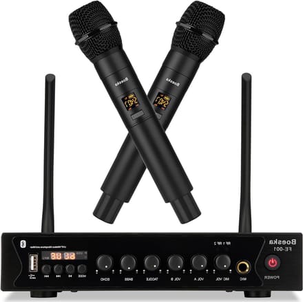 Draadloze Microfoon Set - Karaoke Microfoon UHF Microfoon - Feest Geluid - Dubbel Kanaal - 250 m bereik - Zwart