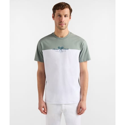 t-shirt bicolor katoen man groen