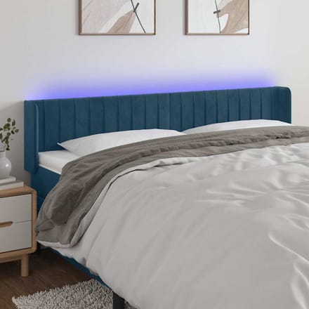 vidaXL - Hoofdbord - LED - 163x16x78/88 - cm - fluweel - donkerblauw
