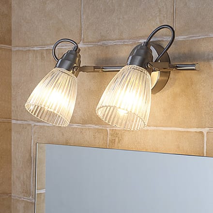 Lindby badkamer wandlamp Kara, 31 cm, 2-lamps, glas, IP44, G9