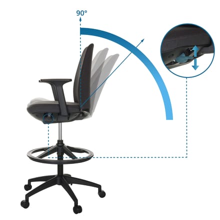 Werkkruk / Baliestoel NESTORA WORK stof zwart hjh OFFICE