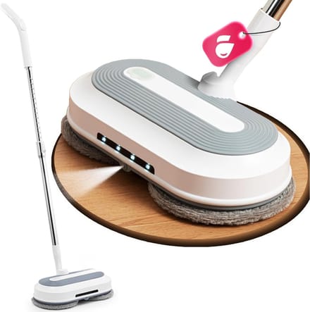 Core® Electrische Dweil - Dweil - Schrobzuigmachine - met 4 Herbruikbare Pads - Wit - 30cm x 15cm x 10xm