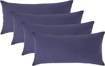 Homescapes Kussensloop 40x80 cm Set van 4 – Marineblauw – 100% Egyptisch Perkal Katoen – 200 TC
